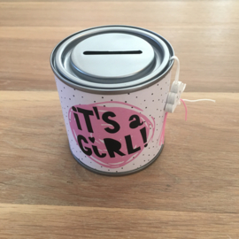 Kado blikje spaarpot: it's a girl