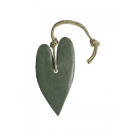 Zeephanger hart XL: (leger)groen, inclusief houten labeltje