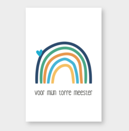Sleutelhanger: 'meester', mini kaartje en sticker