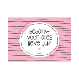 A5 kaart & button voor je liefste JUF