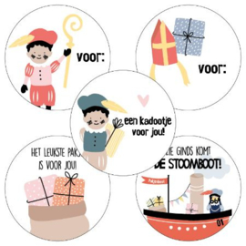 5 x Kado sticker  SINT (Ø 40 mm)