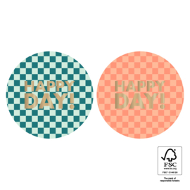 6 x Kado sticker (Ø 55 mm): happy day