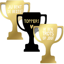 6 x kadosticker beker 'de beste/topper/trots'