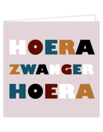 Dubbele kaart incl envelop: HOERA ZWANGER HOERA