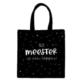 Tas zwart, deze meester is een topper! inclusief minikaartje en sticker