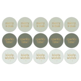 6 kadostickers Xmas mix tekst groen/goud