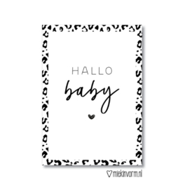 babyshower kaartjes A7: hallo baby (panter)