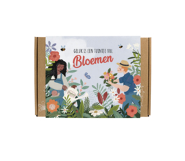 Doosje vol met 7 zaadbommetjes (wilde bloemen) 'Geluk is een tuintje vol bloemen'