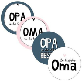 4 x Kado sticker (4 cm): opa / oma