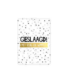 Minikaaartje 'GESLAAGD! met vlag en wimpel' (A7)