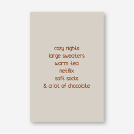 Minikaartje 'cozy nights... & a lot of chocolate' (K)