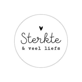 5 x Kado sticker (4 cm): sterkte & veel liefs