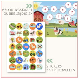 3 dubbelzijdige belonings kaarten 'boerderij' (inclusief stickers)