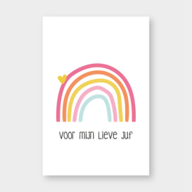 Mini kaartje: voor mijn lieve juf (regenboog) (KS)
