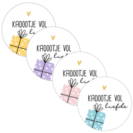 4 x kadosticker 'KADOOTJE VOL liefde