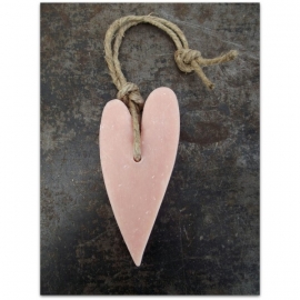 Zeep hanger hartje: XL licht rose, inclusief houten labeltje