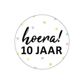 5 x kado sticker: Hoera! 10 jaar