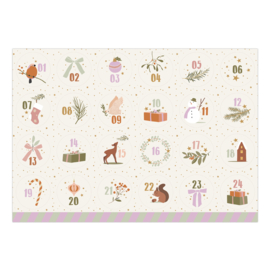 Advent stickervel A4, 24 stickers
