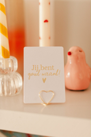 Kaarthouder clip hartje (goud)