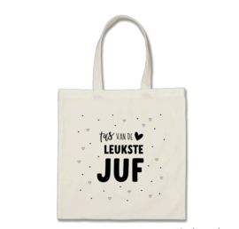 Tas: tas van de leukste JUF (incl inpakzakje, minikaartje & sticker)