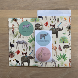 2 kadozakjes, 12 x 19 cm: jungle, incl stickers