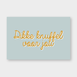 Mini kaartje: Dikke knuffel voor jou (licht blauw/oker) (K)