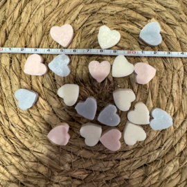 3 zakken mini zeep hartjes, roze/wit/blauw