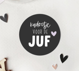 Kaart: dikke KUS voor de JUF incl lila envelop en sticker