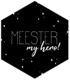 5 x kado sticker: MEESTER my hero!