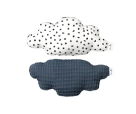 Rammelaar wolk, wit met zwarte stippen & jeans blauw