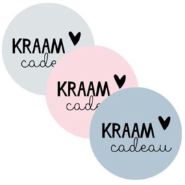 6 x Kado sticker (4 cm): kraam cadeau