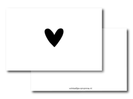 Minikaartje: klein zwart hartje (W)