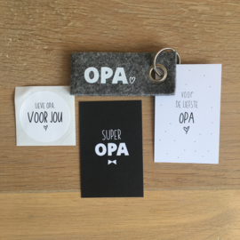 Sleutelhanger: Opa, inclusief mini kaartje en sticker