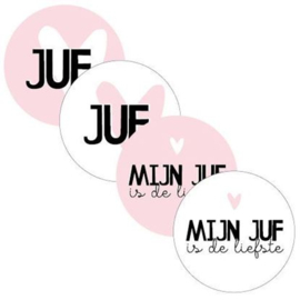 4 x Kado sticker (4 cm): juf