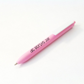 Setje: notitieblokje A5 inclusief roze pen: de liefste JUF