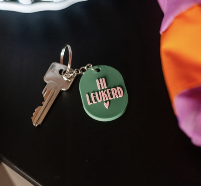 Tas/sleutel hanger 'Hi LEUKERD'