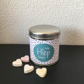 Kado blikje met deksel: Hiep hiep hoera