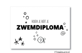 Postcard: hoera je hebt je ZWEMDIPLOMA