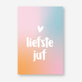 Sleutelhanger: Juf, mini kaartje en sticker