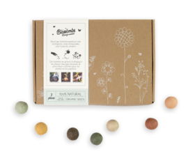 Doosej vol met 7 zaadbommetjes (wilde bloemen) 'Happy new home'