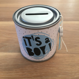 Kado blikje spaarpot: it's a boy