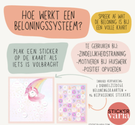 2 dubbelzijdige beloningskaarten "unicorn' (inclusief stickers)