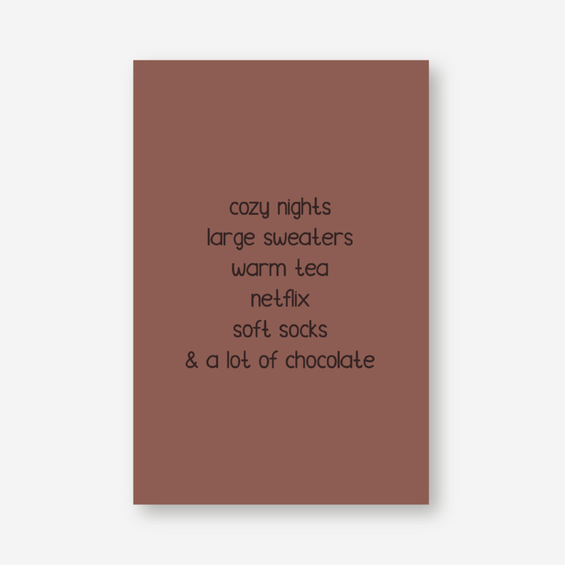 Mini kaartje: cozy nights....& a lot of chocolate (K)
