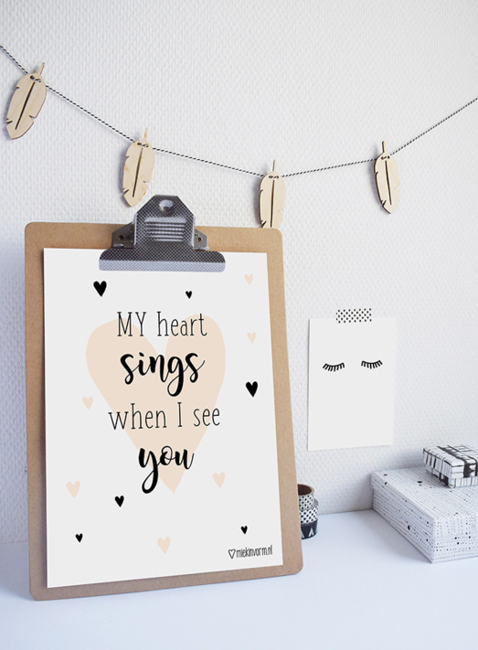 Poster A4, my hart sings when i see you