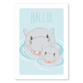 A6 Nijlpaardfamilie 'hallo'