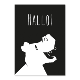 A6 Nijlpaard 'hallo!' zwart/wit