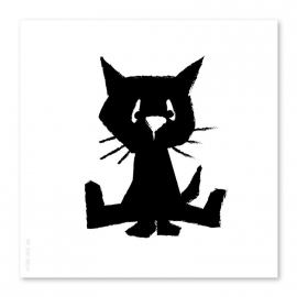 SALE !!! Poes 21x21cm zwart/wit