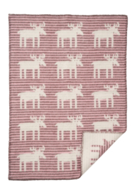 Wiegdeken wol - 'Moose stripe baby' in roze en blauw
