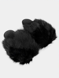 Fluffy pantoffels zwart