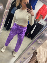 Metallic broek paars